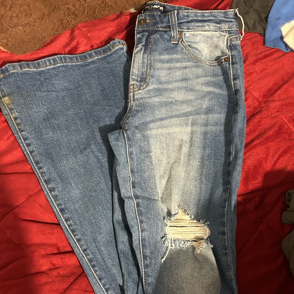 Fashion Nova Light Blue Distressed bootcut Leg Jeans